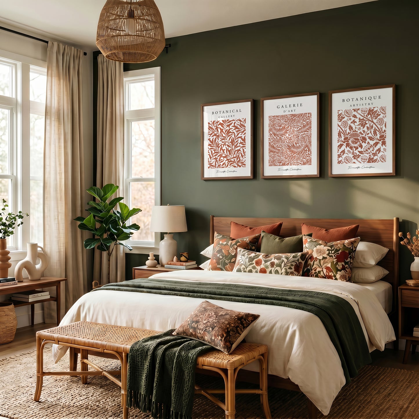 Terracotta floral wall prints