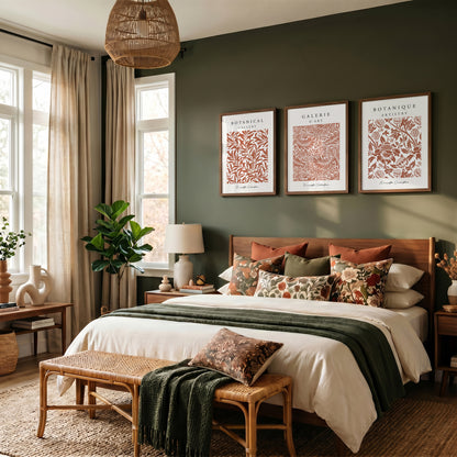 Terracotta floral wall prints