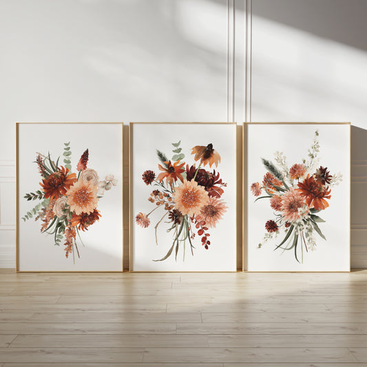 Terracotta floral wall art