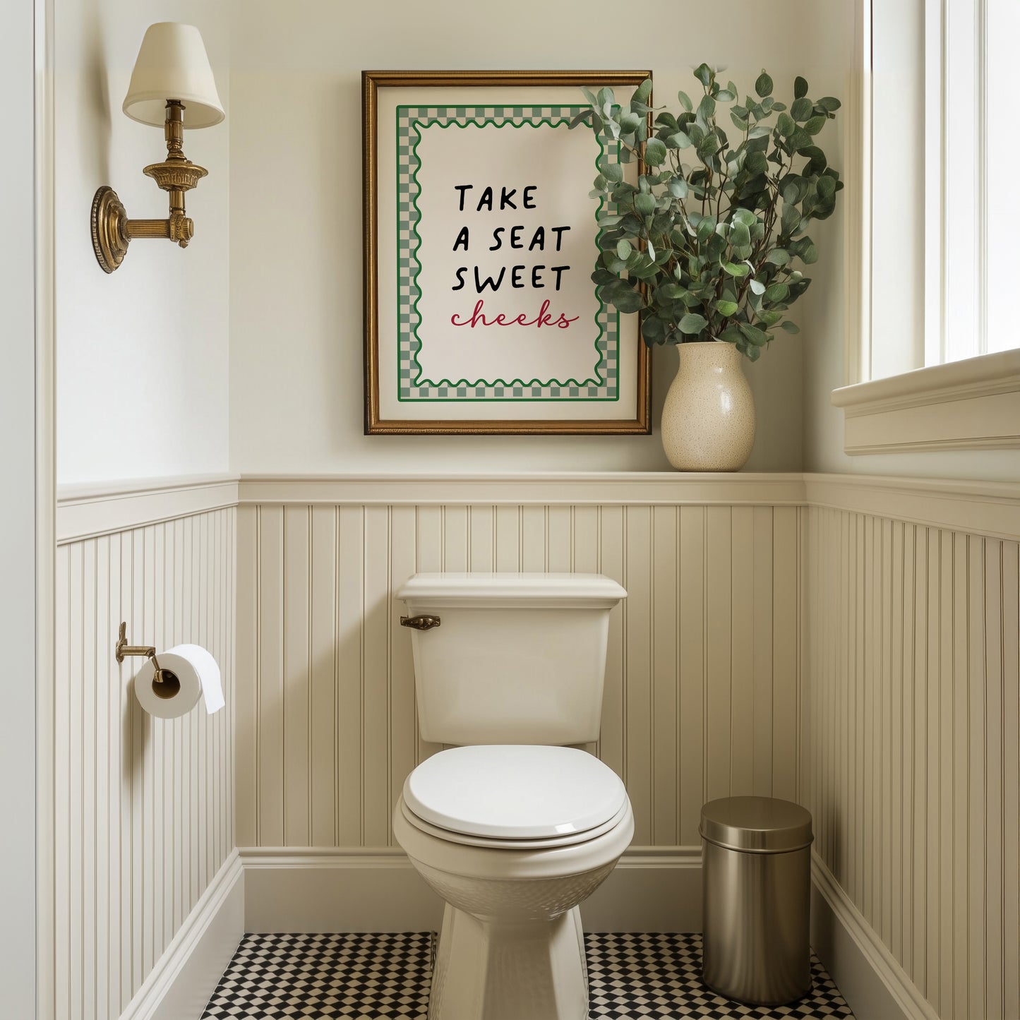 Set of 3 Sage Green Bathroom Prints