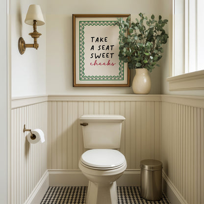 Set of 3 Sage Green Bathroom Prints