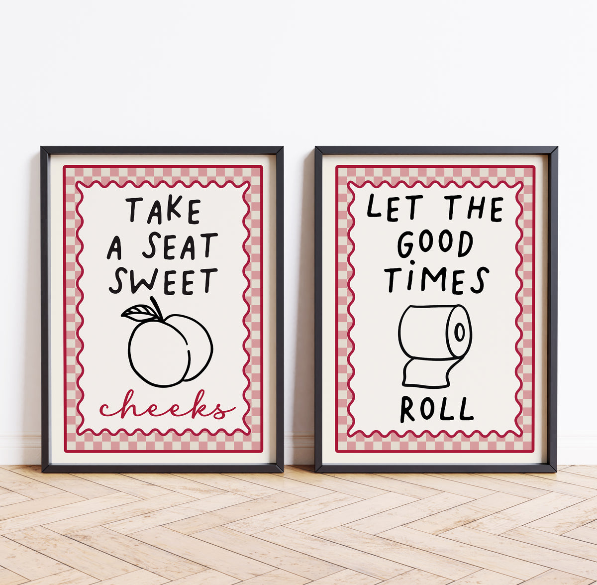 Set of 2 Pink Bathroom Art Prints