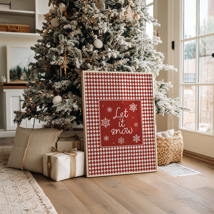 Red Christmas Print, Let it Snow