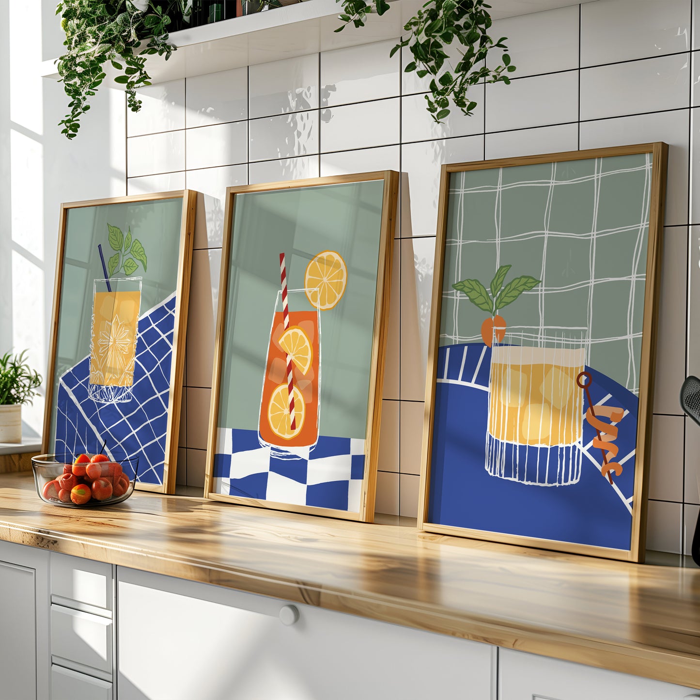 Set of 3 Colourful Cocktail Prints