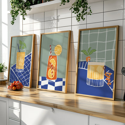 Set of 3 Colourful Cocktail Prints