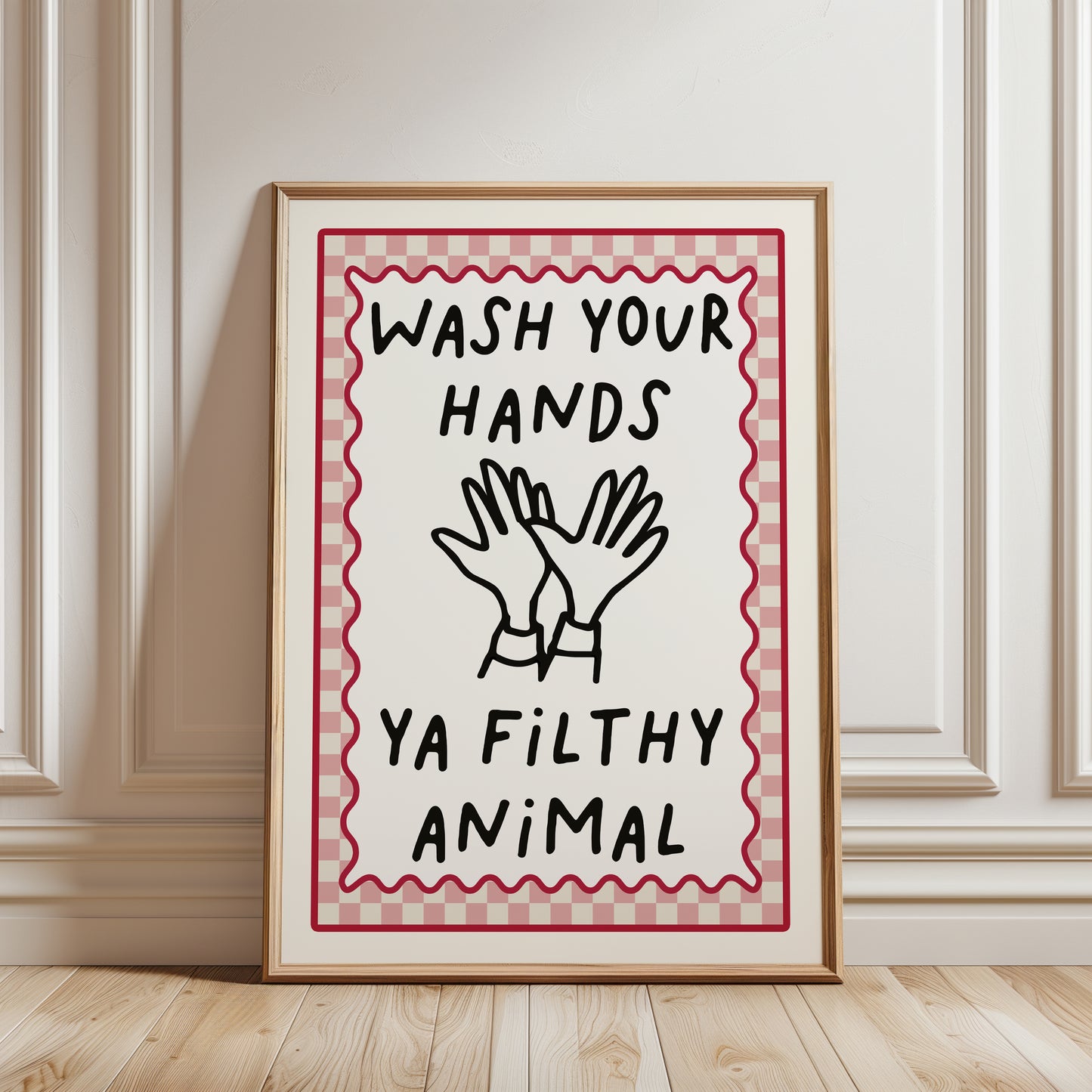 Bathroom print with funny quote in pink