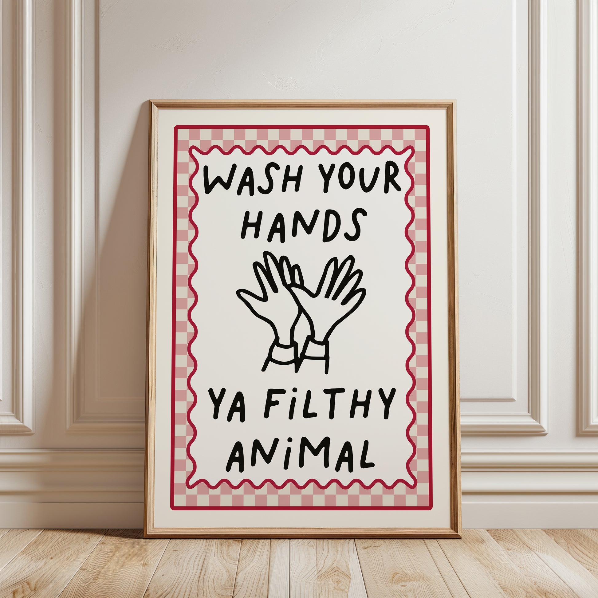 Bathroom print with funny quote in pink