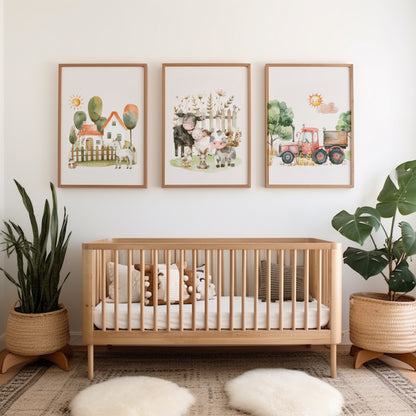 Set of 3 watercolour farmyard nursery prints