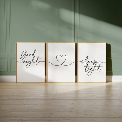 white good night sleep tight bedroom prints