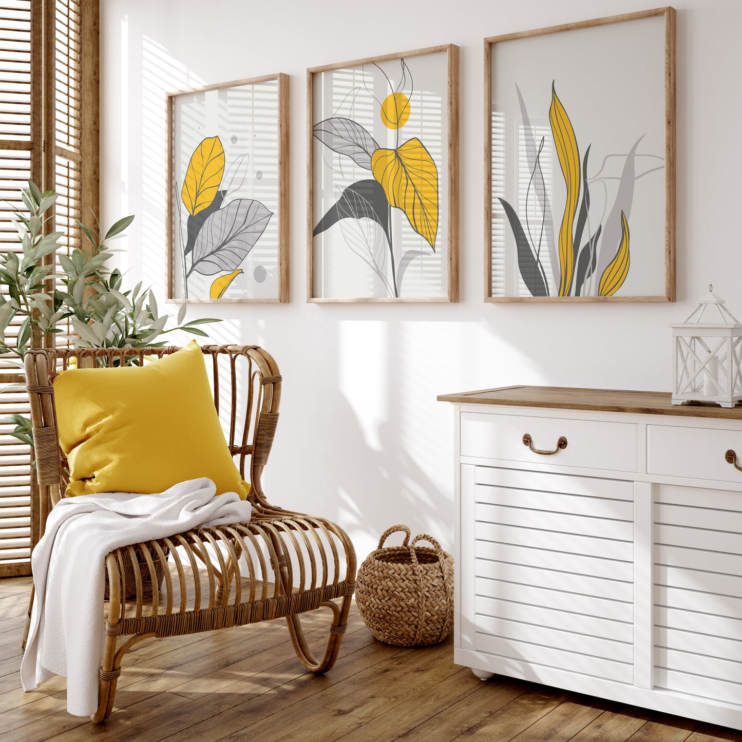 Yellow botanical wall art