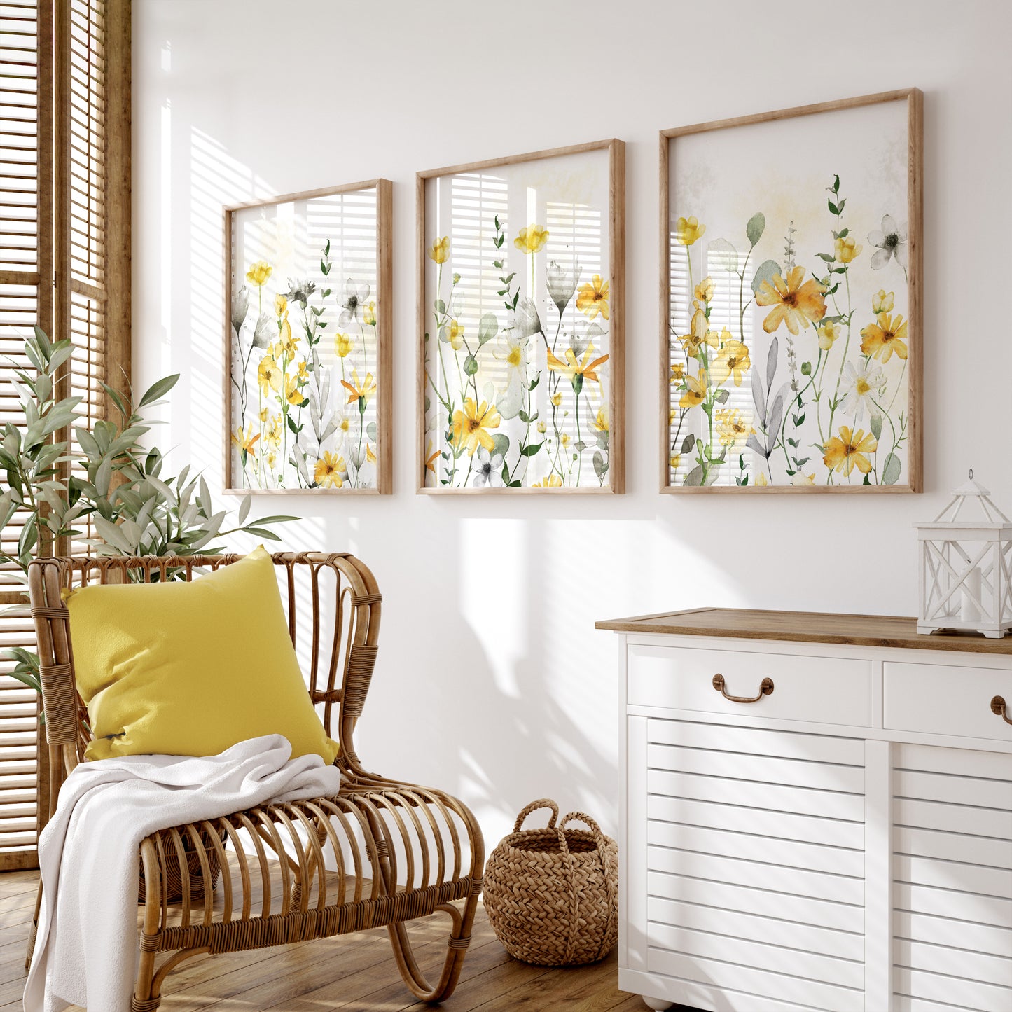 yellow floral wall art prints