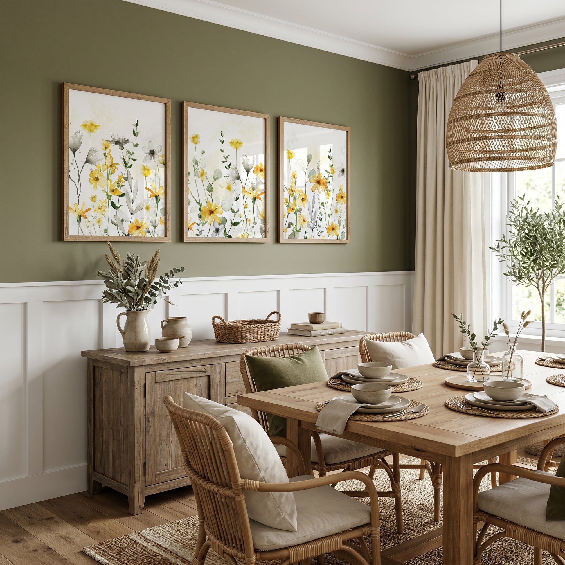 yellow flower dining room wall art prints