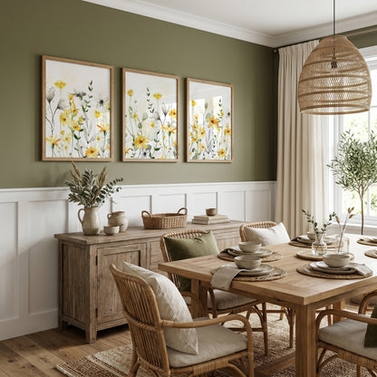 yellow flower dining room wall art prints