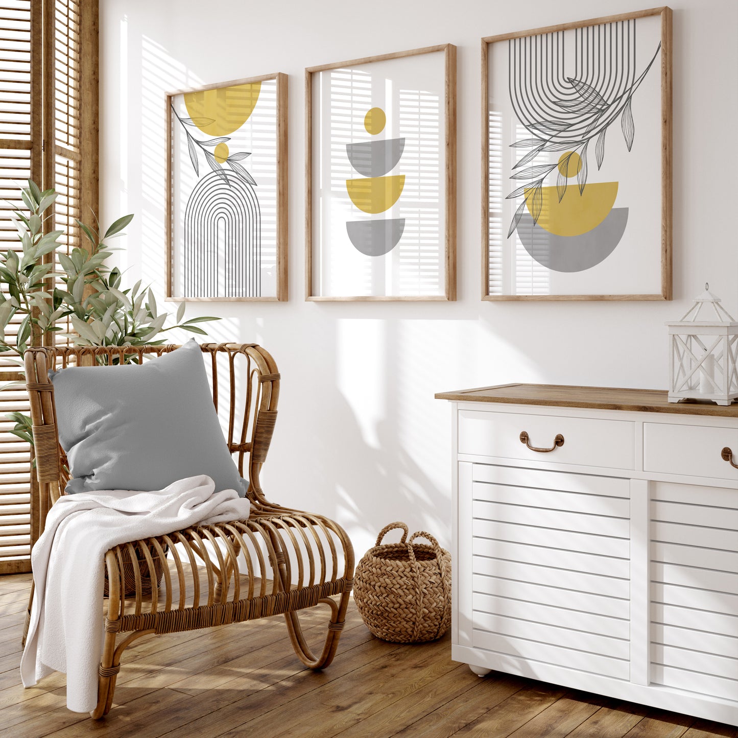 Yellow geometric wall art