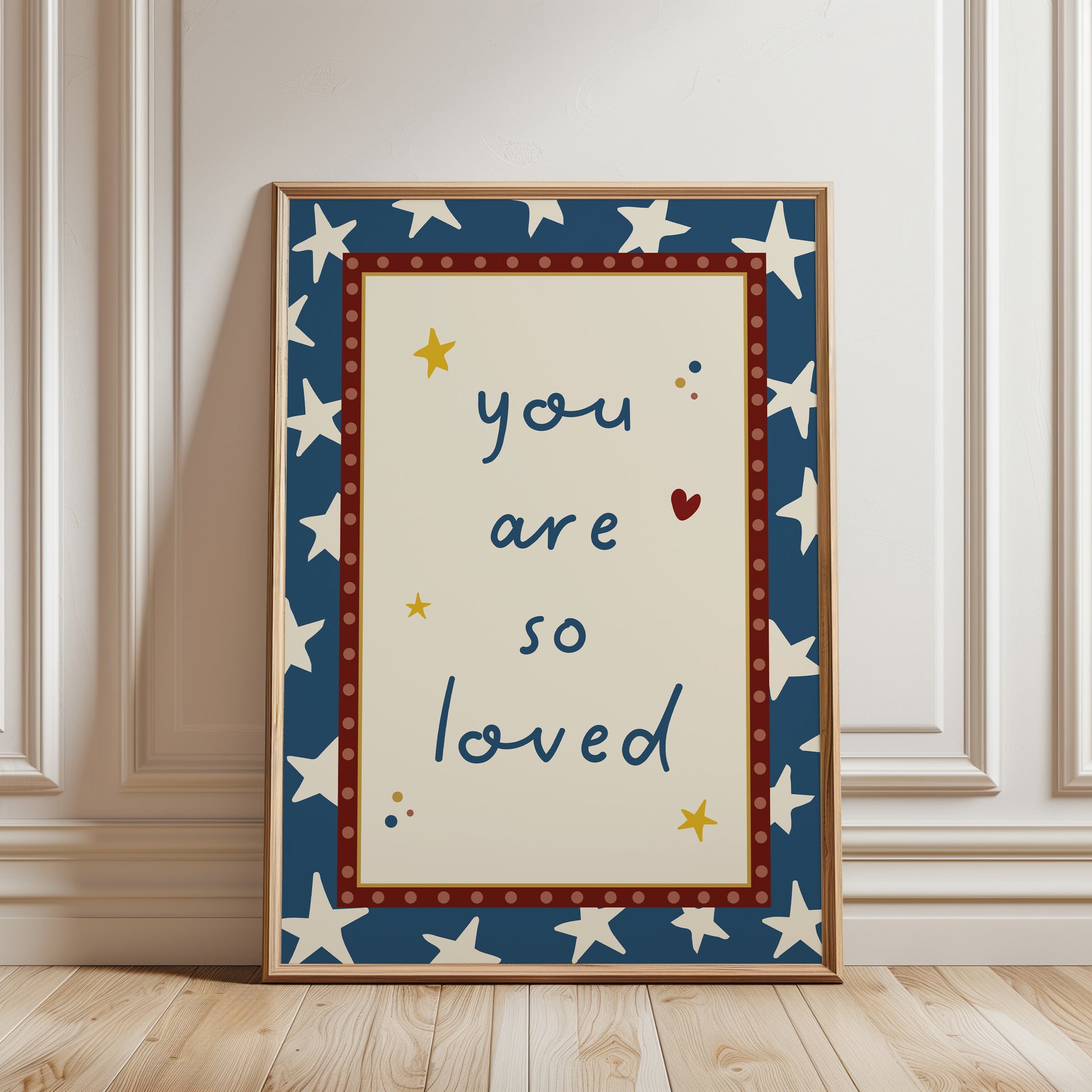 you are so loved, boys print, blue with star details