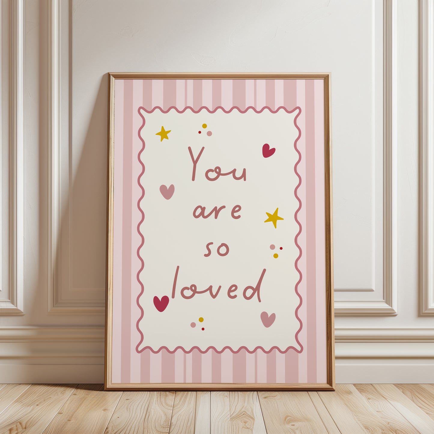 Set of 3 Girls Cute Nursery Wall Art Prints, Pink