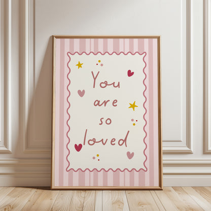Set of 3 Girls Cute Nursery Wall Art Prints, Pink