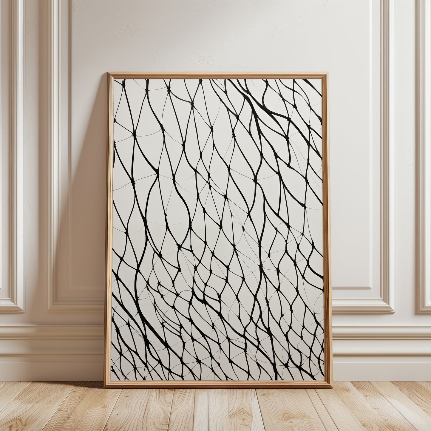 abstract art print in black and off white