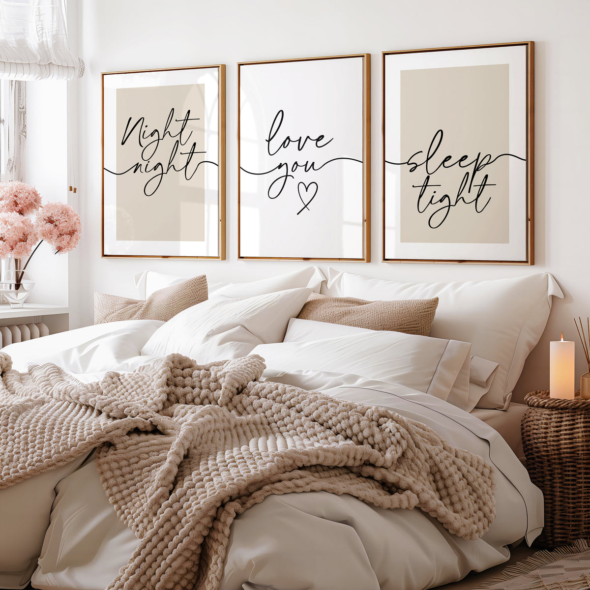 couples beige bedroom prints