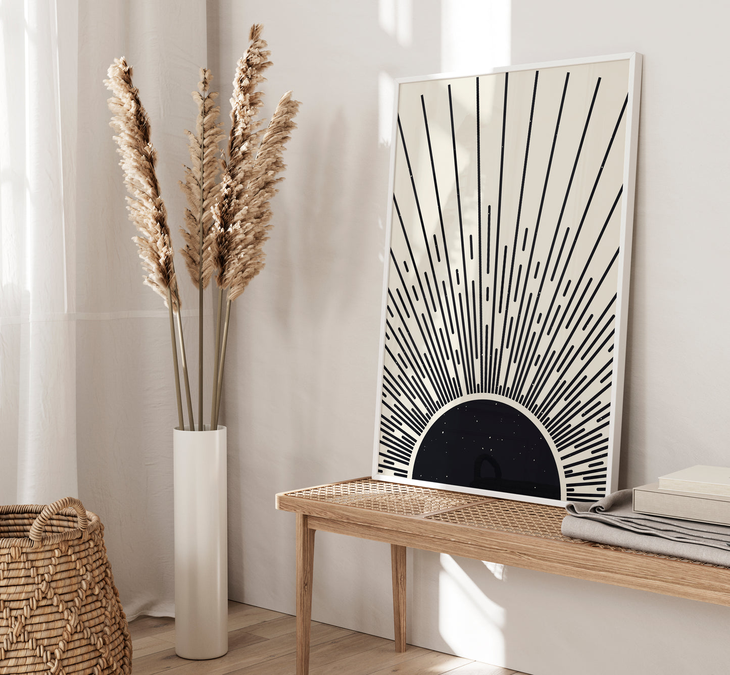 black and beige boho print set