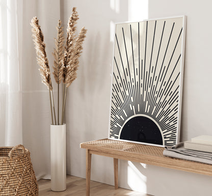 black and beige boho print set
