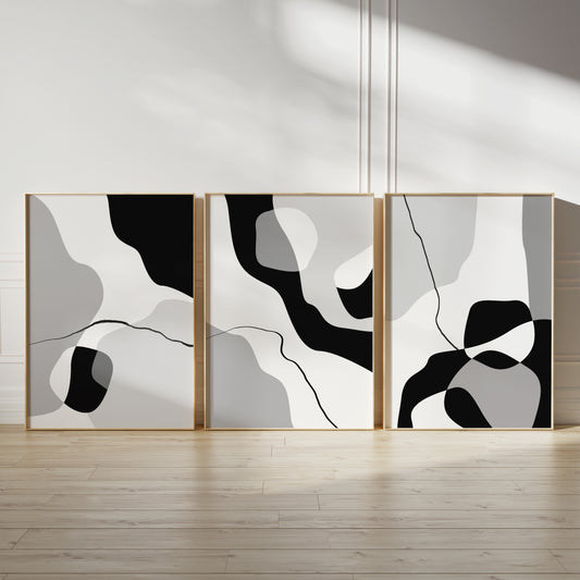 black and grey abstract art prints