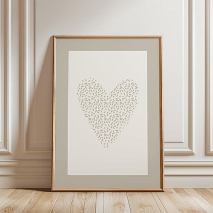 couples bedroom wall decor in beige with love heart