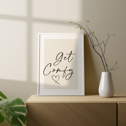 get comfy bedtime quote wall art in beige