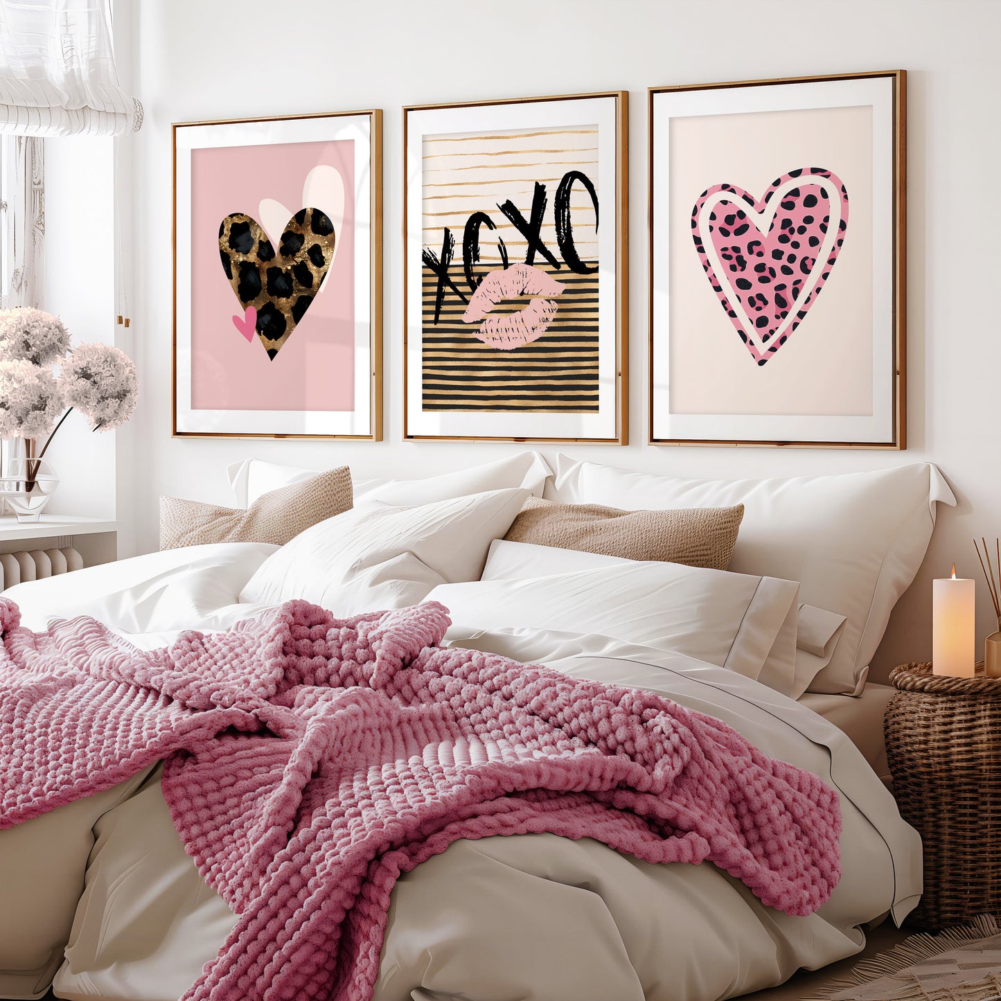 Girls Leopard Print Wall Art Set