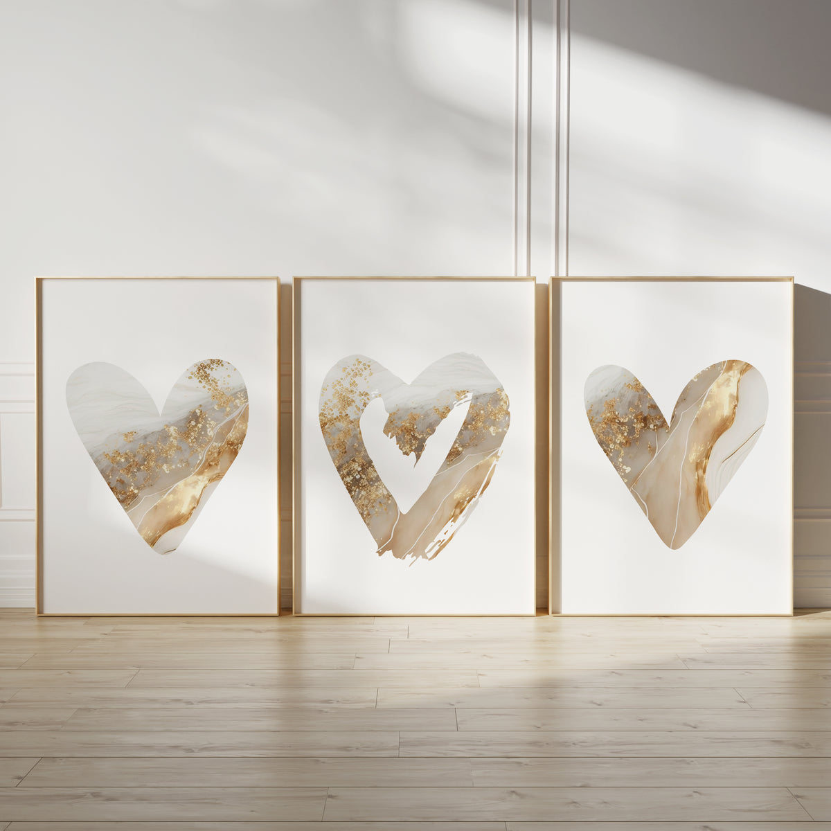 gold love heart minimalist bedroom prints