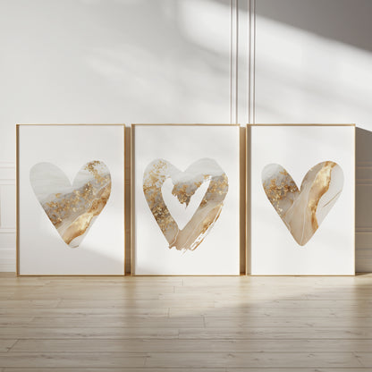 gold love heart minimalist bedroom prints