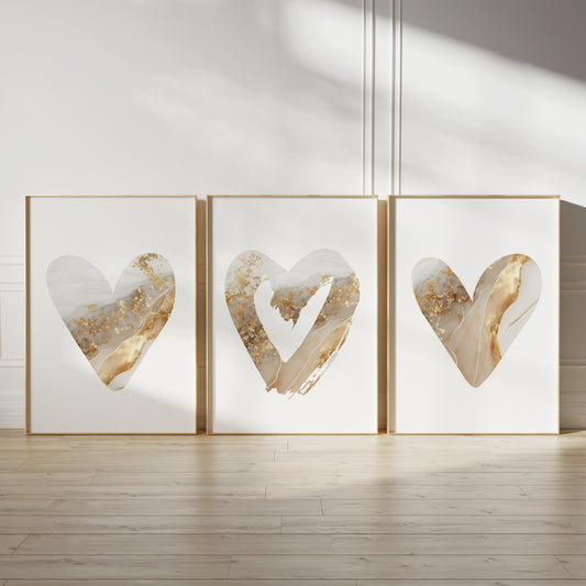 gold love heart minimalist bedroom prints