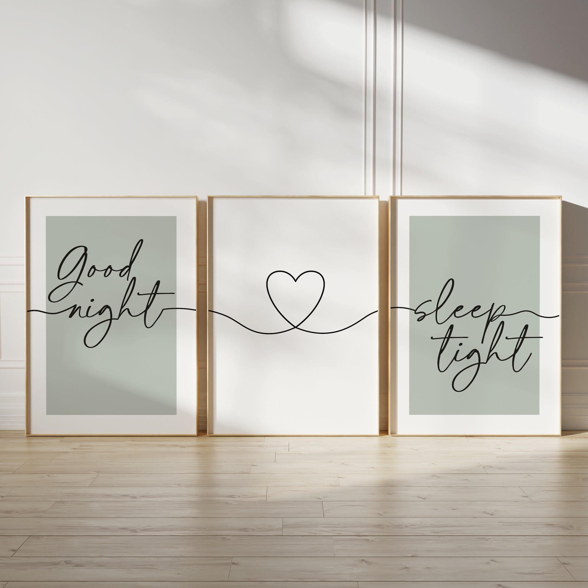 green good night sleep tight bedroom prints
