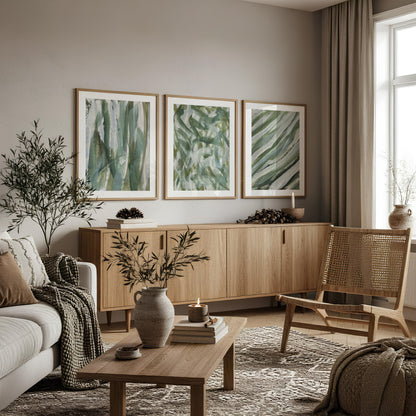 green living room wall art set, abstract art