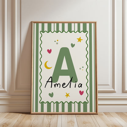 Set of 3 Girls Personalised Wall Art Prints