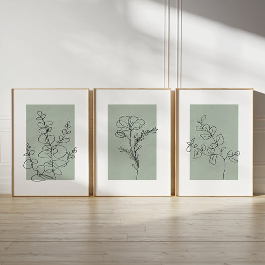 green plant line art prints