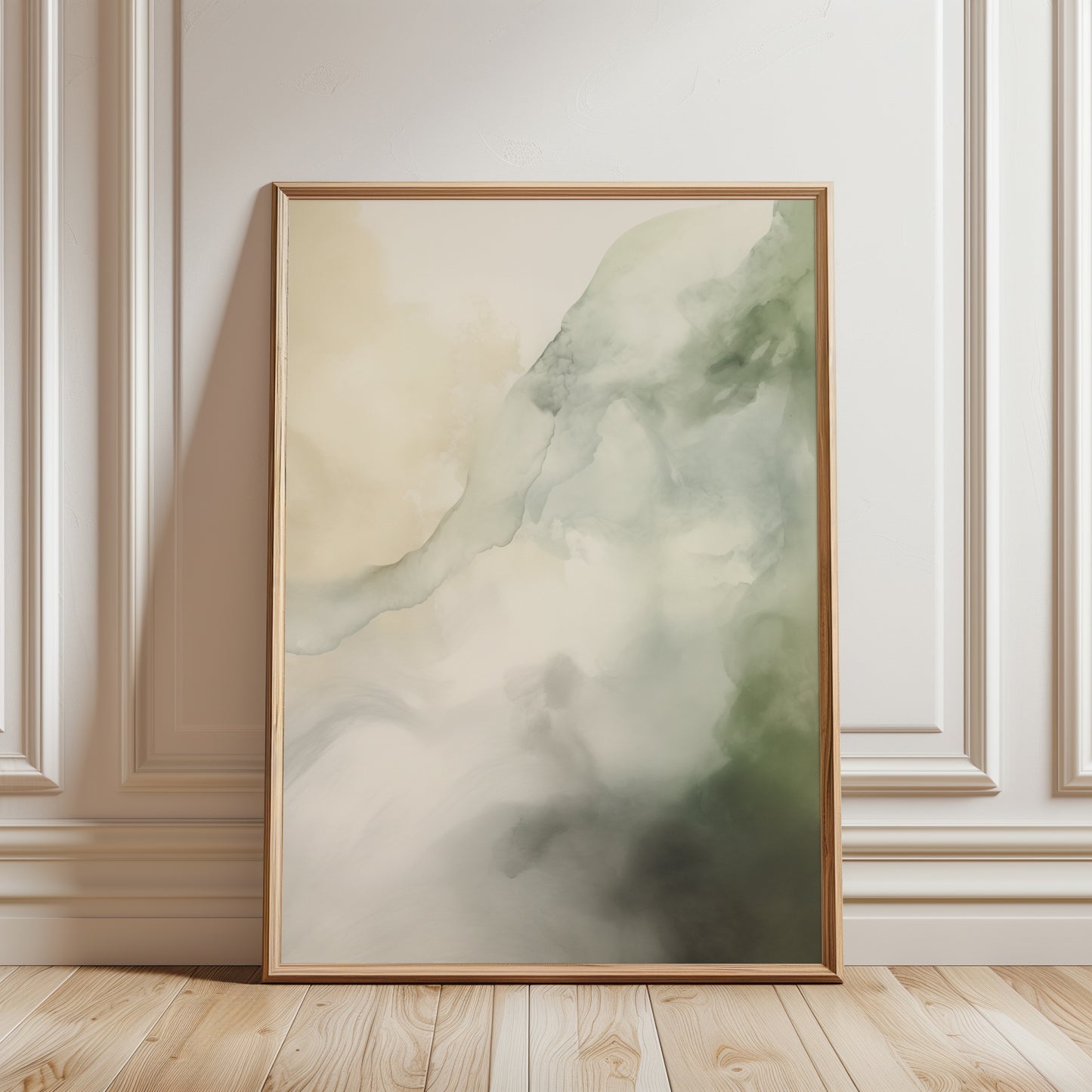 green watercolour abstract art print