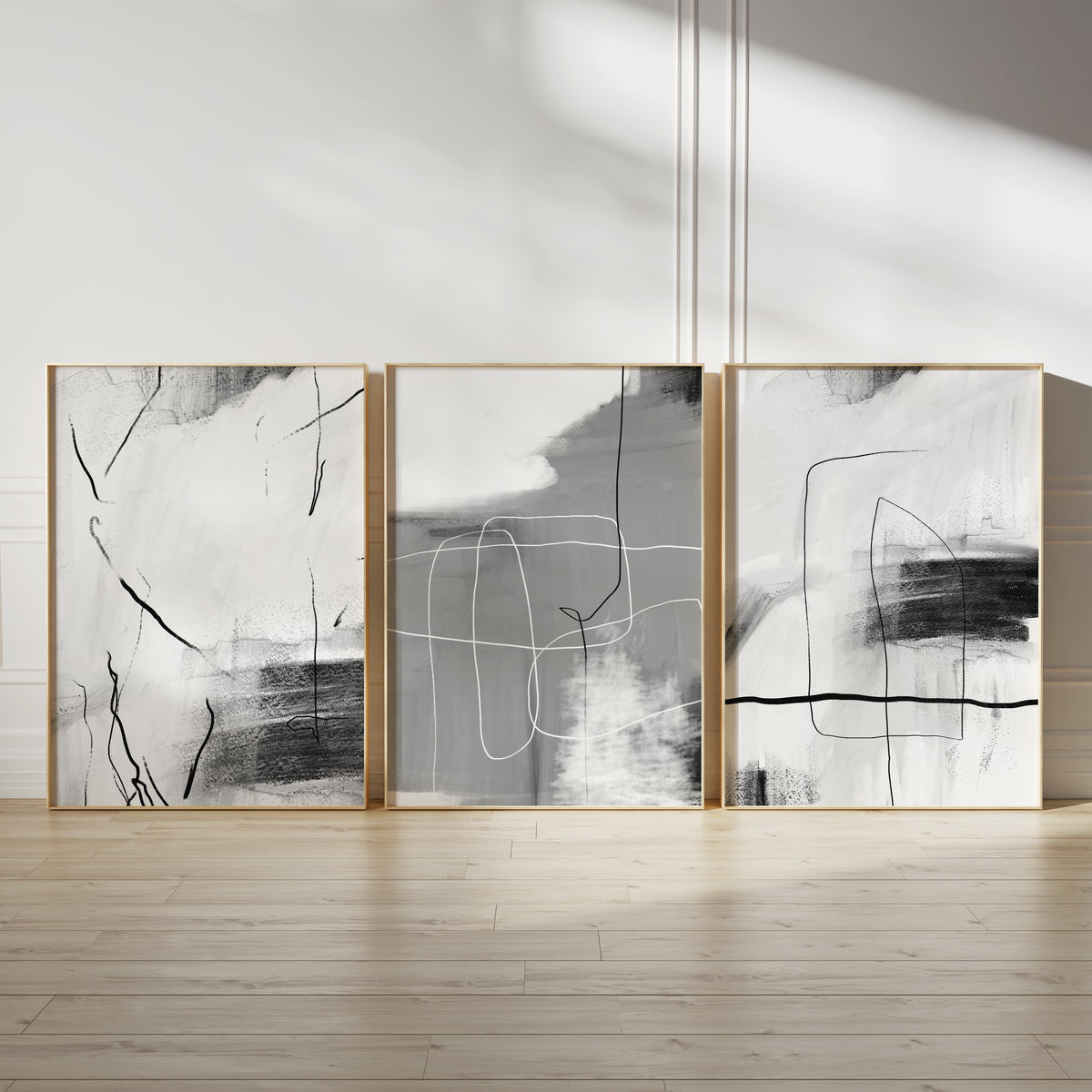 grey abstract art prints for modern home decor