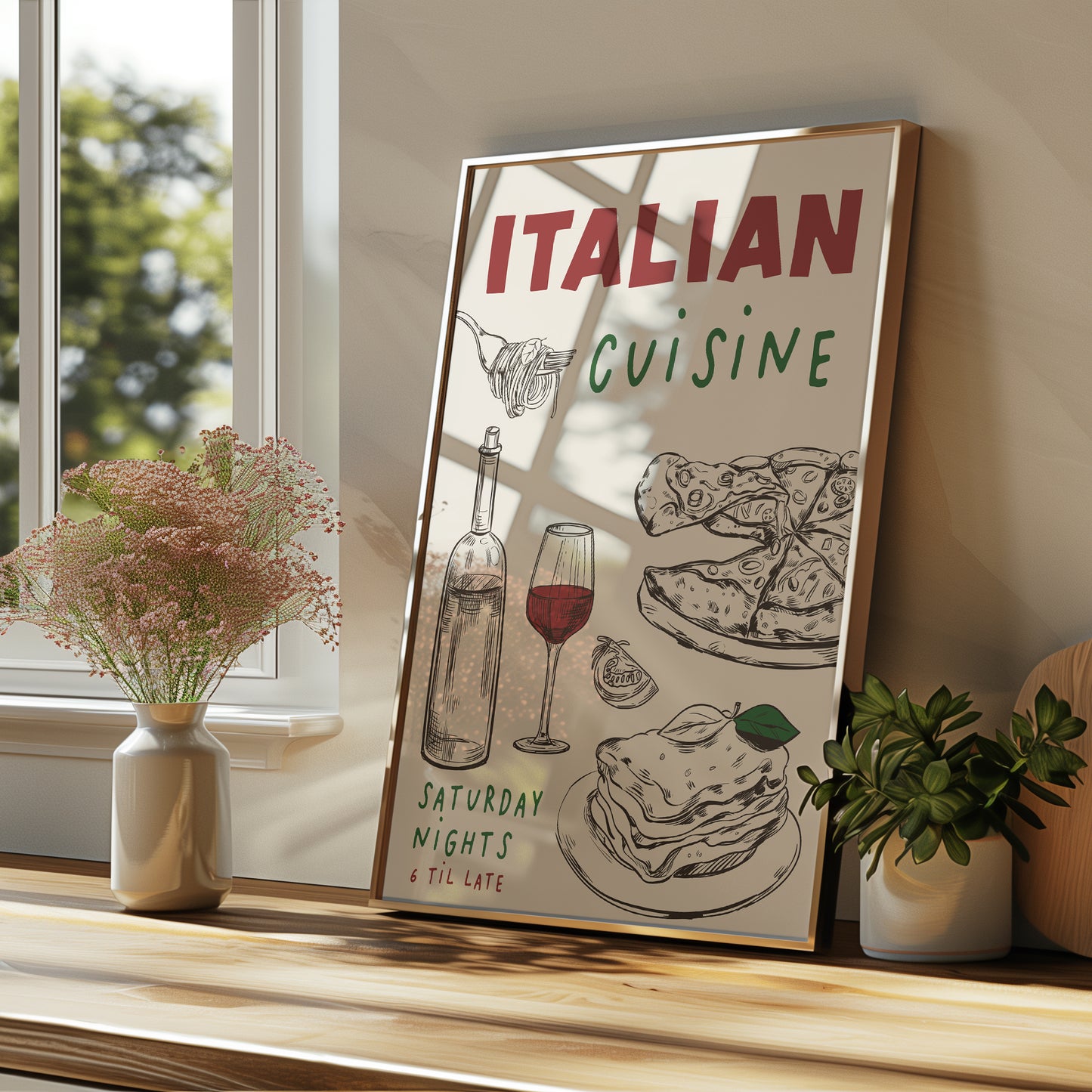 Italian food poster for kitchen