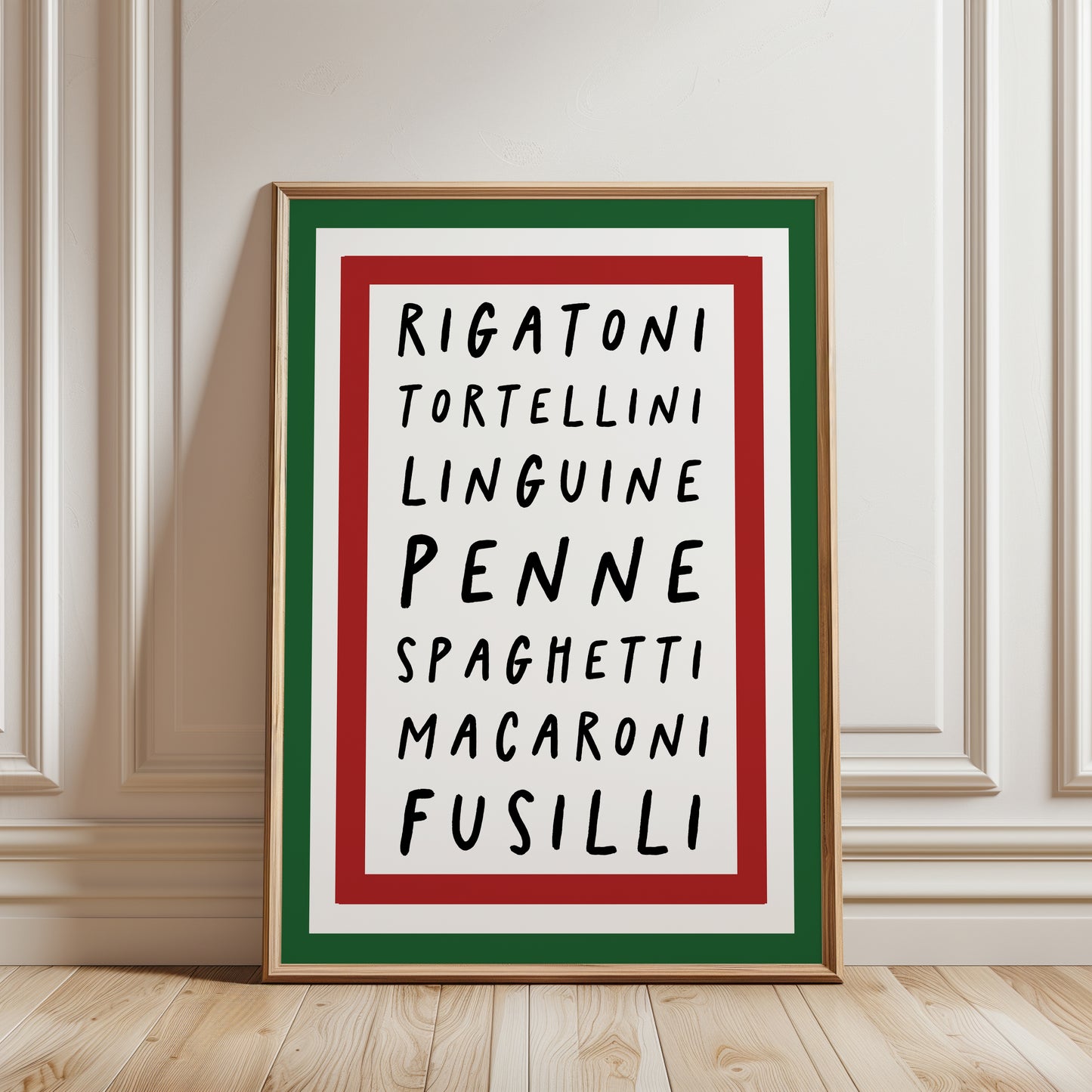 Italian pasta print, kitchen wall art