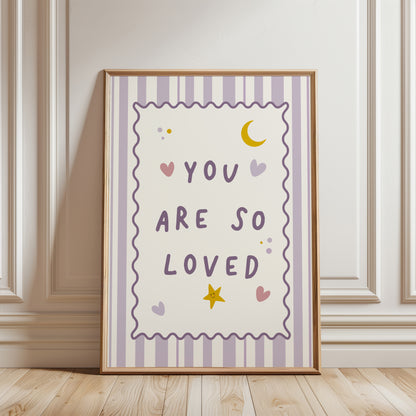 lilac girls room print with quote you are so loved
