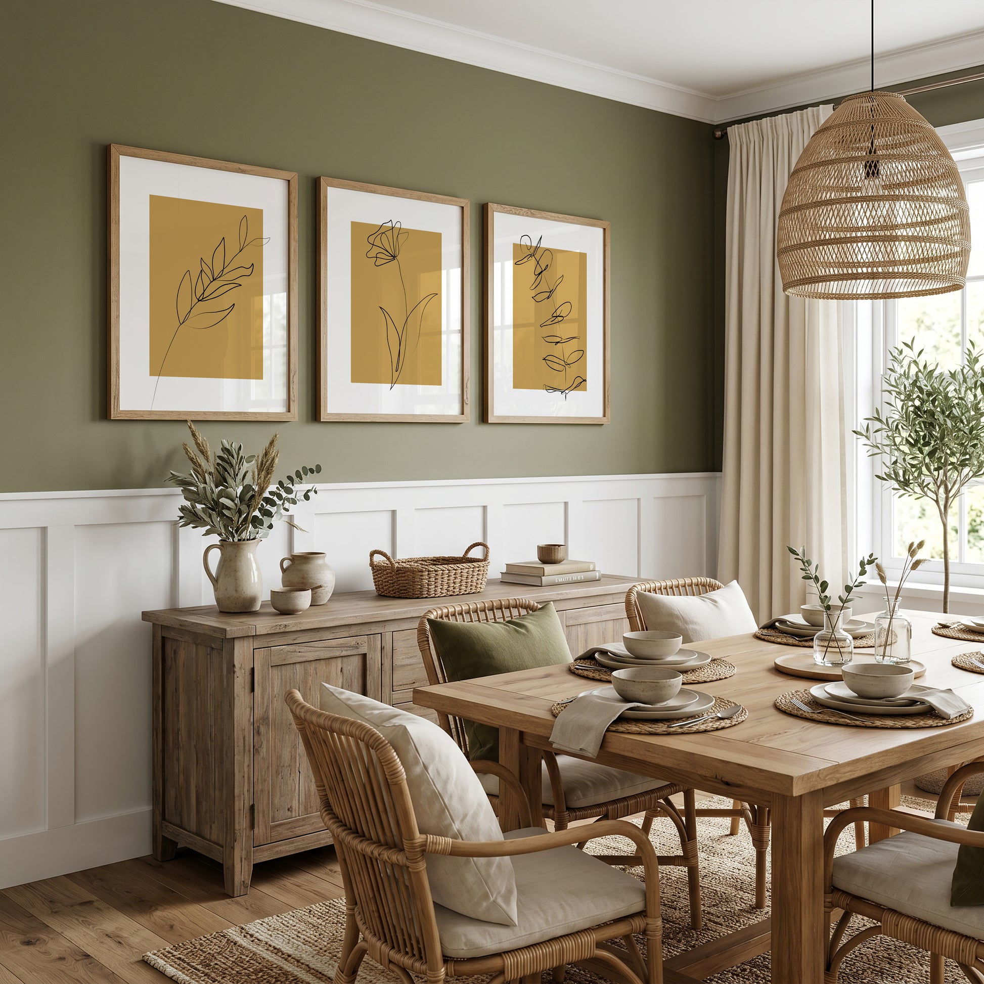 mustard yellow dining room wall art prints