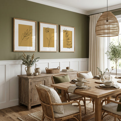 mustard yellow dining room wall art prints