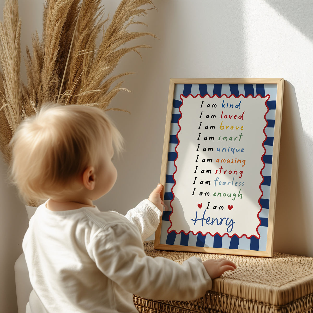 Boys Affirmation Personalised Print, Navy