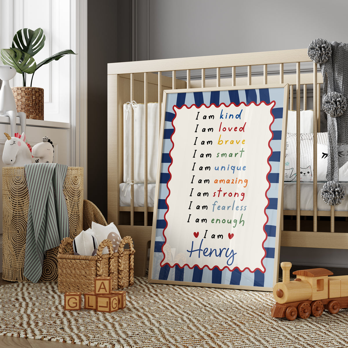 Boys Affirmation Personalised Print, Navy