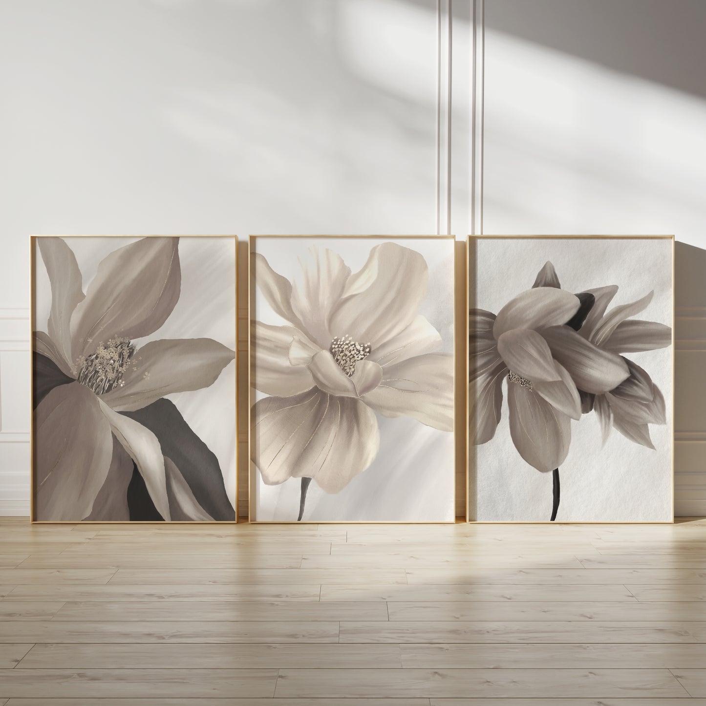 neutral flower wall art prints