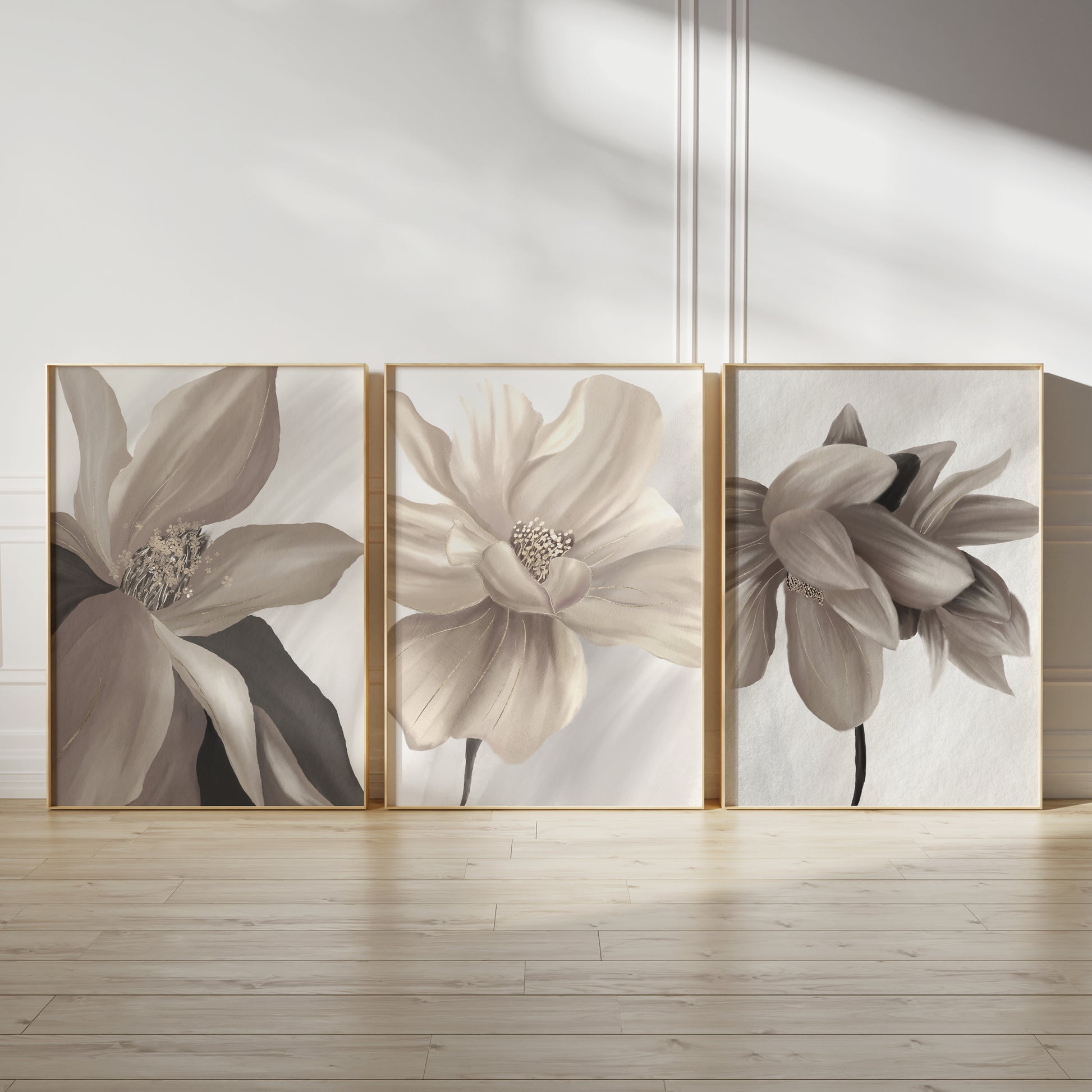 neutral flower wall art prints
