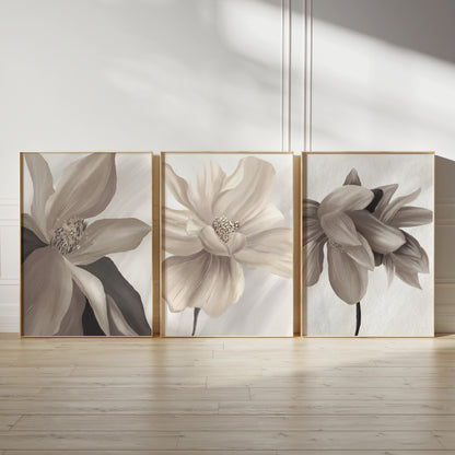 neutral flower wall art prints