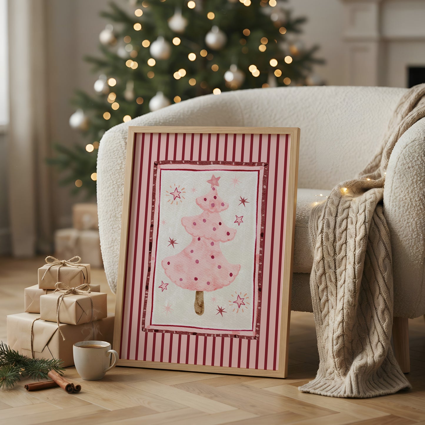 Pink Christmas Tree Print