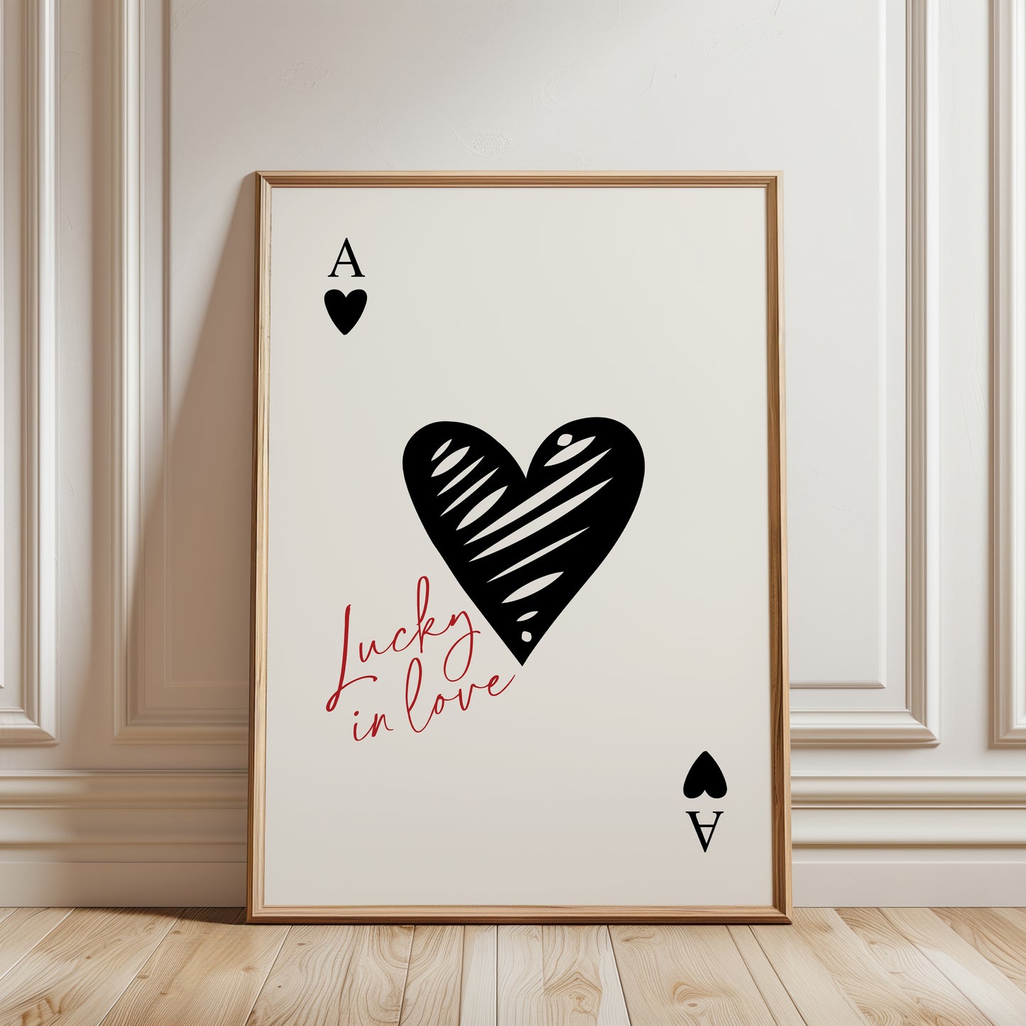 Playing card print, gift for couples, with quote lucky in love